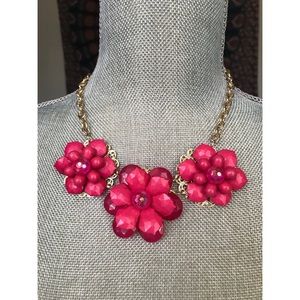 Fuscia Floral Statement Necklace